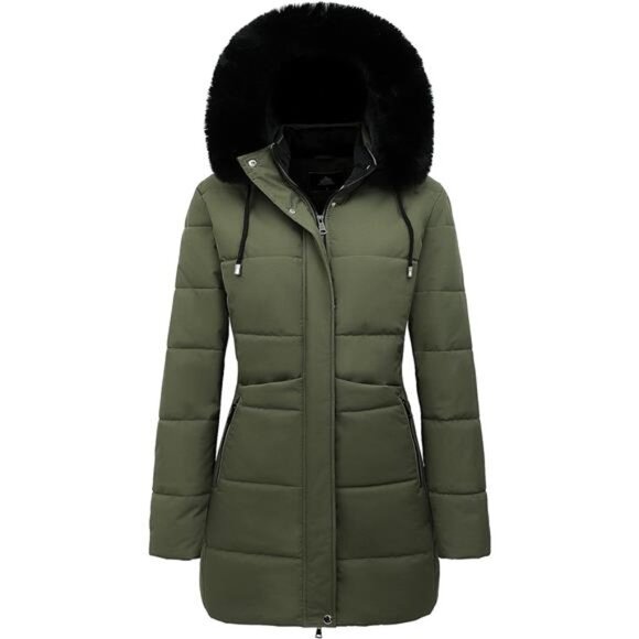 Women's Winter Puffer Coat Jacket Waterproof Green - Picture 1 of 6